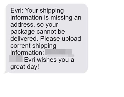 evri texts lost address.